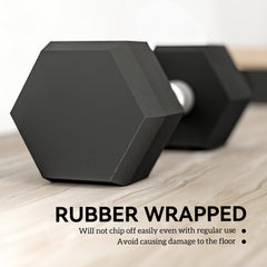 2x6kg Hex Dumbbells Set Rubber Dumbbells Weight Lifting Equipment Fitness Home Gym