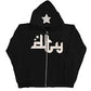 Star Printed Zip Up Hoodies