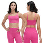 1Pc Women Strap Sport Bras Padded Strappy Crop Square Neck Low Impact Bras Sexy Fitness Tank Tops With Removable Pads Flat Straps For Gym Yoga Workout Running