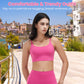 1Pc Women Strap Sport Bras Padded Strappy Crop Square Neck Low Impact Bras Sexy Fitness Tank Tops With Removable Pads Flat Straps For Gym Yoga Workout Running