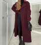 Elegant Bordeaux Lapel Mix Maxi Overcoat